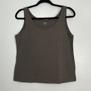EILEEN FISHER Womens Tank Top Size M Taupe 90% Organic Cotton Lycra Made in USA